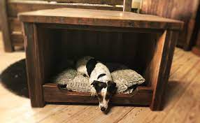 She added a photo of one of her dog's favorite toys to the headboard and added a cute red mattress. A Bespoke Commision Coffee Table With A Dogs Bed Underneath Coffee Table Dog Bed Dog Bed Bed Decor