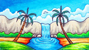 How To Draw Easy Scenery Drawing Tropical Waterfall Scenery Step By Step With Oil Pastels Youtube You can see a hint of definition at the top of the water. how to draw easy scenery drawing tropical waterfall scenery step by step with oil pastels