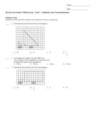 Review For Grade 9 Math Exam - Unit 7 - Similarity And
