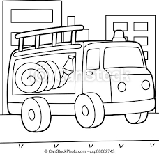 How many types of fire truck are there. Fire Truck Coloring Page Cute And Funny Coloring Page Of A Fire Truck Provides Hours Of Coloring Fun For Children To Color Canstock