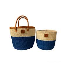 African Shopping Kiondo Two Tone Handwoven Basket With Handles For Sto Tobmarc Home Decor Gifts