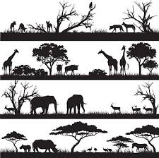 Ocean animals list for kids (and adults) with pictures and facts. Four Panels Of African Silhouettes With African Wild Animals In Different Habitats Vector Eps10 File Animal Stencil Safari Silhouette Silhouette Art