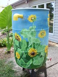 Painted Rain Barrel Rain Barrel Rainwater Harvesting Water Barrel
