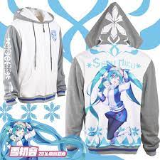 Japanese Anime Vocaloid Hatsune Miku Unisex Winter Casual Hoodie Coat Jacket Hoodies Sweatshirts Hoodie Casual Hoodie