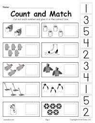 free printable winter counting and matching cut and paste worksheet supplyme