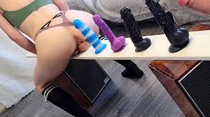 Self pleasure with a dildo and intense climax