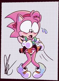 FurryBooru - absurd res anthro bodily fluids bottomwear classic amy rose  classic sonic (universe) clothing cute face doolyboobieboy embarrassed  eulipotyphlan female flustered footwear hedgehog hi res mammal panties  shoes skirt small waist