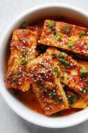 Spicy Korean Tofu Rasa Malaysia Korean Side Dishes Tofu Dishes Banchan Recipe