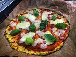 Cauliflower Pizza Crust With Home Made Sauce Grandmas Tomatos Onion Garlic Olive Oil Oregano And Basil Mozarella Food Cauliflower Crust Pizza Healthy Recipes