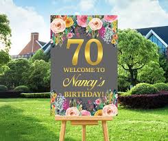 70th Birthday Decorations For Woman 70th Birthday Welcome Sign Poster Floral Women Birthday Etsy Birthday Poster 90th Birthday Birthday Sign