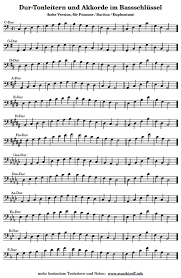 Eine reihe von tönen in einer bestimmten reihenfolge und tonhöhe nennt sich tonleiter. Dur Tonleitern Im Bassschlussel Hoch Fur Posaune Bariton Downloads Musiktreff