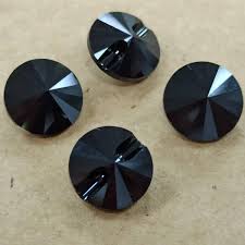 Swarovski 3015 Rivoli Black Jet Crystal Button: 12mm Round