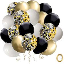 Transparent shining sun, bright flash. Buy Vanjehou Black Gold Confetti Latex Balloons 50 Pack 12inch Black Gold Balloons And White Balloons With Gold Ribbon For Graduation Wedding Birthday Baby Shower Party Decorations Online In Vietnam B08yxtwmh8