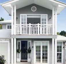 Exterior Painted In Dulux Stepney With Trim In Dulux Lexicon Quarter Aus Brick Exterior House Hamptons House Exterior Exterior House Paint Color Combinations