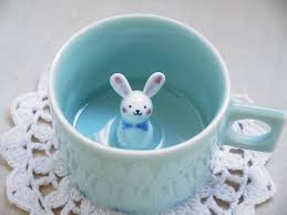 Coffee White Rabbit Rabbit Cup Blue Ceramic Mug Handmade Mug Coffee Cup Hidden Animal Mug Unique Surpri Pottery Crafts Pottery Painting Designs Ceramic Mugs