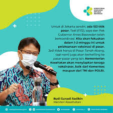 Budi layak jadi menkes yg baru, ia punya cita2 16 juta vaksinasi dilakukan sebulan. Menkes Apresiasi Pelaksanaan Vaksinasi 500 Orang Per Hari Di Sentra Vaksinasi Serviam