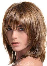 Ericdress Layered Shag Hairstyle With Full Fringe Middle Length Synthetic Capless Women Wigs Shag Hairstyles Medium Hair Styles Shag Layered Hairstyles