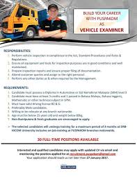Pada bulan ini merupakan bulan yang baik untuk anda, kerana koperasi permodalan felda berhad membuka kerja kosong untuk warganegara malaysia. Iklan Jawatan Pemeriksa Kenderaan Vehicle Examiner Puspakom Kerja Kosong Kerajaan