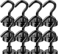 110 Lbs Pulling Force LOVIMAG Heavy Duty Magnetic Hooks 2-Pack - 110Lbs  Strength Neodymium Magnets With Epoxy Coating Black Neodymium Magnet Hooks