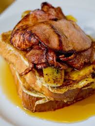 Brioche French Toast With Caramelised Banana Bacon And Maple Syrup Maple Syrup Recipes Brioche French Toast Recipes