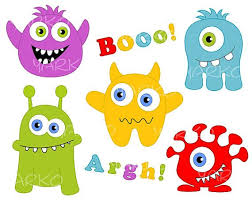 Cute Monsters Digital Clip Art Digital Clip Art by YarkoDesign, $3.49 | Monstruos  tiernos, Monstruos infantiles, Manualidades