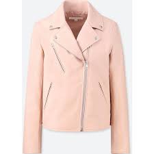 Uniqlo Women S Synthetic Leather Riders Jacket 60 Liked On Polyvore Featuring Outerwear Jackets Pink Colorful Leather Jacket Jackets For Women Clothes