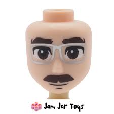 LEGO Martin's Light Nougat Head, Silver Glasses, Moustache, Bushy Eyebrows.  MDH118