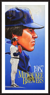 1987 Milwaukee Brewers Teddy Higuera Art par Row One Brand