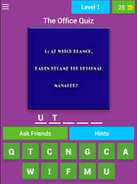 Separate the super fans from the spectators, with ten totally fiendish friends quiz questions and answers, that will test the knowledge of even the most brilliant of friends trivia … The Office Trivia Free Quiz Game Questions Answers For Android Apk Download