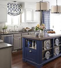 The materials, finishes, and details used with dark blue cabinets will help dictate the color's style persona. Colorful Kitchen Islands Better Homes Gardens