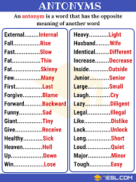 Opposites 300 Antonyms List From A Z With Examples 7 E S L English Grammar English Vocab English Antonyms