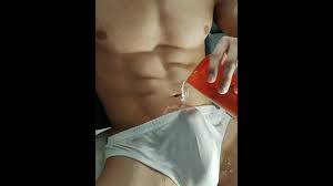 the best cumshot you will see. I masturbate with my wet underwear, my big  bulge is marked