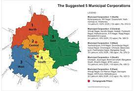 Bangalore East West North South Map With 400 Wards, Five Parts And Five Mayors, Committee Unveils Its Plan For  Bengaluru - Citizen Matters, Bengaluru