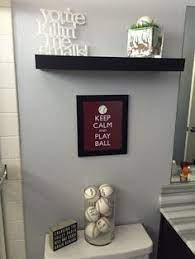 Many options include an additive to keep the paint from mildewing in your bathroom. Baseball Themed Bathroom Update Boys Bathroom Sports Bathroom Baseball Bathroom