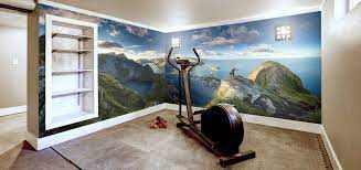 Home Gym With Black And Hiking Mural Gym Wallpaper Home Wallpaper Murals Your Way