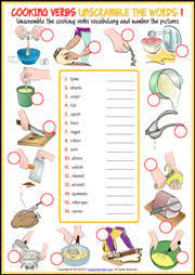 Batter cooked on a hot greased waffle iron. Cooking Verbs Esl Vocabulary Worksheets