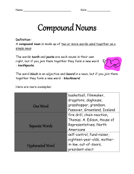 The dog jumped over the fence. Compound Nouns
