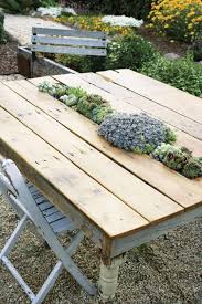 15 Tables Avec Jardinieres Integrees A Fabriquer Avec Des Materiaux Recycles Avec Images Projets De Jardins Jardinieres Diy Table Basse Jardin