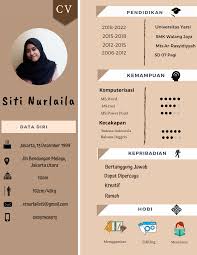 Cara membuat cv lamaran kerja yang mudah & menarik di canva.com подробнее. Cv Oleh Stnurlaila Desain Resume Cv Kreatif Desain Cv