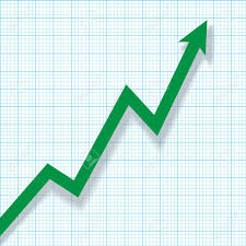 illustration company profit loss chart on graph paper with shadow