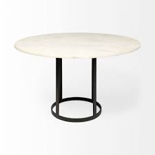 Artemis marble dining table and 6 upholstered dining chairs. 48 Round White Marble Top With Black Metal Base Dining Table Top Drawer Furniture