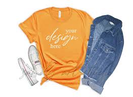 Bella Canvas 3001 Orange Shirt Mock Up Orange Tshirt Mockup Etsy In 2020 Shirt Mockup Tshirt Mockup Womens Shirts