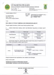 Didalam acara santunan anak yatim karena memang bulan muharram, tepatnya tanggal 10 adalah lebaran anak yatim'. Makluman Cuti Rehat Sempena Hari Kebesaran Islam Srai Sungai Chinchin