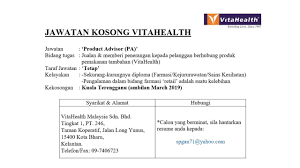 # sila email resume ke jmc.kotabharu@gmail.com untuk memohon. Jmc Kota Bharu Jawatan Kosong Product Advisor