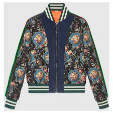 Gucci Grotesque Garden Print Silk Bomber Jacket 3 200 Liked On Polyvore Featuring Men S Fashion M Silk Bomber Jacket Blue Jacket Men Velvet Bomber Jacket