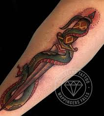 { 31 } rose surrounded by snakes with knife tattoo. Snake And Dagger Tattoo By Adam Lauricella Tattoonow