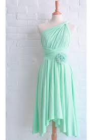 Mint Green High Low Hemline One Shoulder Bridesmaid Dress Infinity Dress Convertible Wedding Dresses Dresses