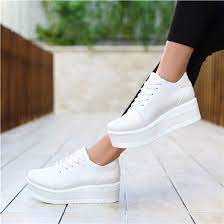gavir beyaz yuksek tabanli spor ayakkabi bayan ayakkabi ayakkabilar sneaker