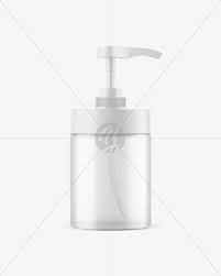 Frosted Clear Plastic Bottle With Dispenser In Bottle Mockups On Yellow Images Object Mockups
