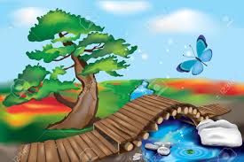 Orientalischer Garten Mit Bach Und Durch Seine Holzbrucke Zen Landschaft Lizenzfrei Nutzbare Vektorgrafiken Clip Arts Illustrationen Image 12843568